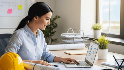 Happy contractor with organized workflow